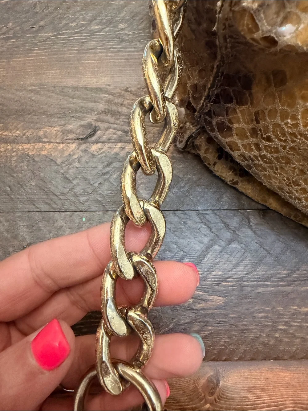 Michael Kors Hamilton satchel Snake Leather Brown Purse GUC 2 charm + key chain
